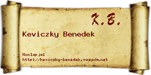 Keviczky Benedek névjegykártya